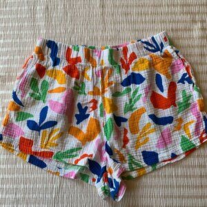 Show Me Your MuMu Hendrix Cotton Gauze Shorts L Primary Paradise Print Fun Artsy
